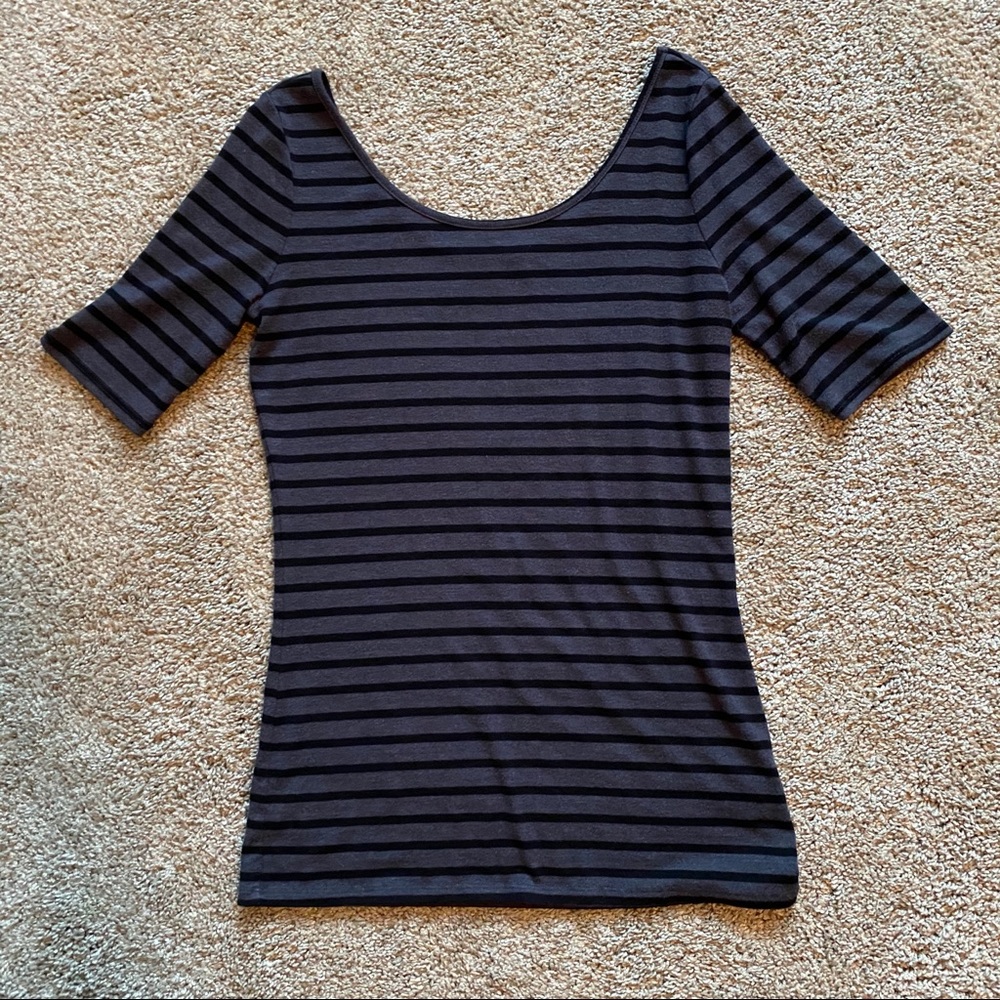 Decree scoop neck striped ballet shirt